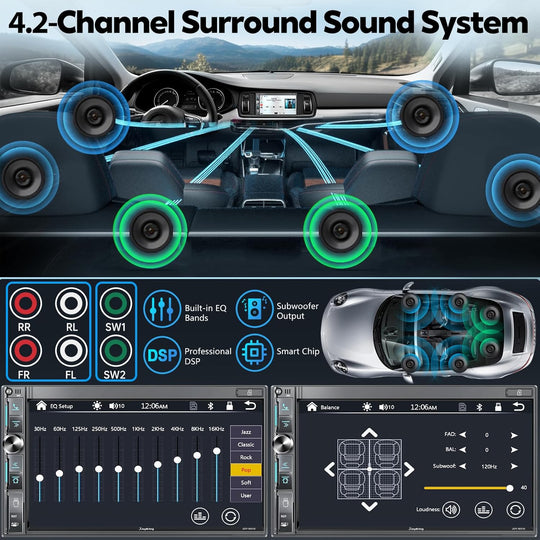 JOY-W018 - Double Din Car Stereo with Wireless Apple Carplay, Android Auto
