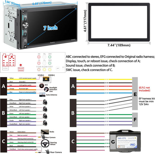 JOY-W018 - Double Din Car Stereo with Wireless Apple Carplay, Android Auto