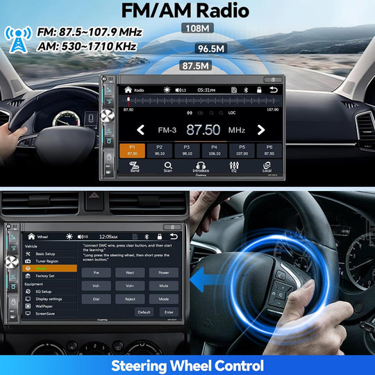 JOY-W018 - Double Din Car Stereo with Wireless Apple Carplay, Android Auto