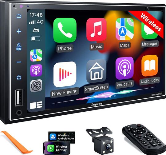 JOY-W008 - Double Din Car Stereo with Wireless Apple Carplay, Android Auto