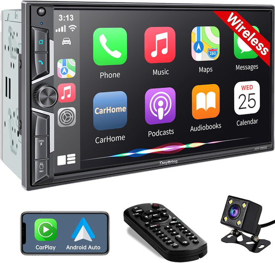 JOY-W022 - Double Din Car Stereo with Wireless Apple Carplay, Android Auto