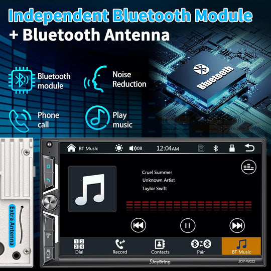 JOY-W022 - Double Din Car Stereo with Wireless Apple Carplay, Android Auto